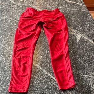 Red Side-Mesh Leggings